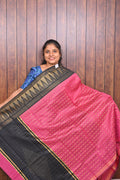 Raw Silk Saree Black and Pink - Side view