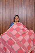 Budget Friendly Saree SLM-BFR-0001 - Rose pink patchwork pattern - front view