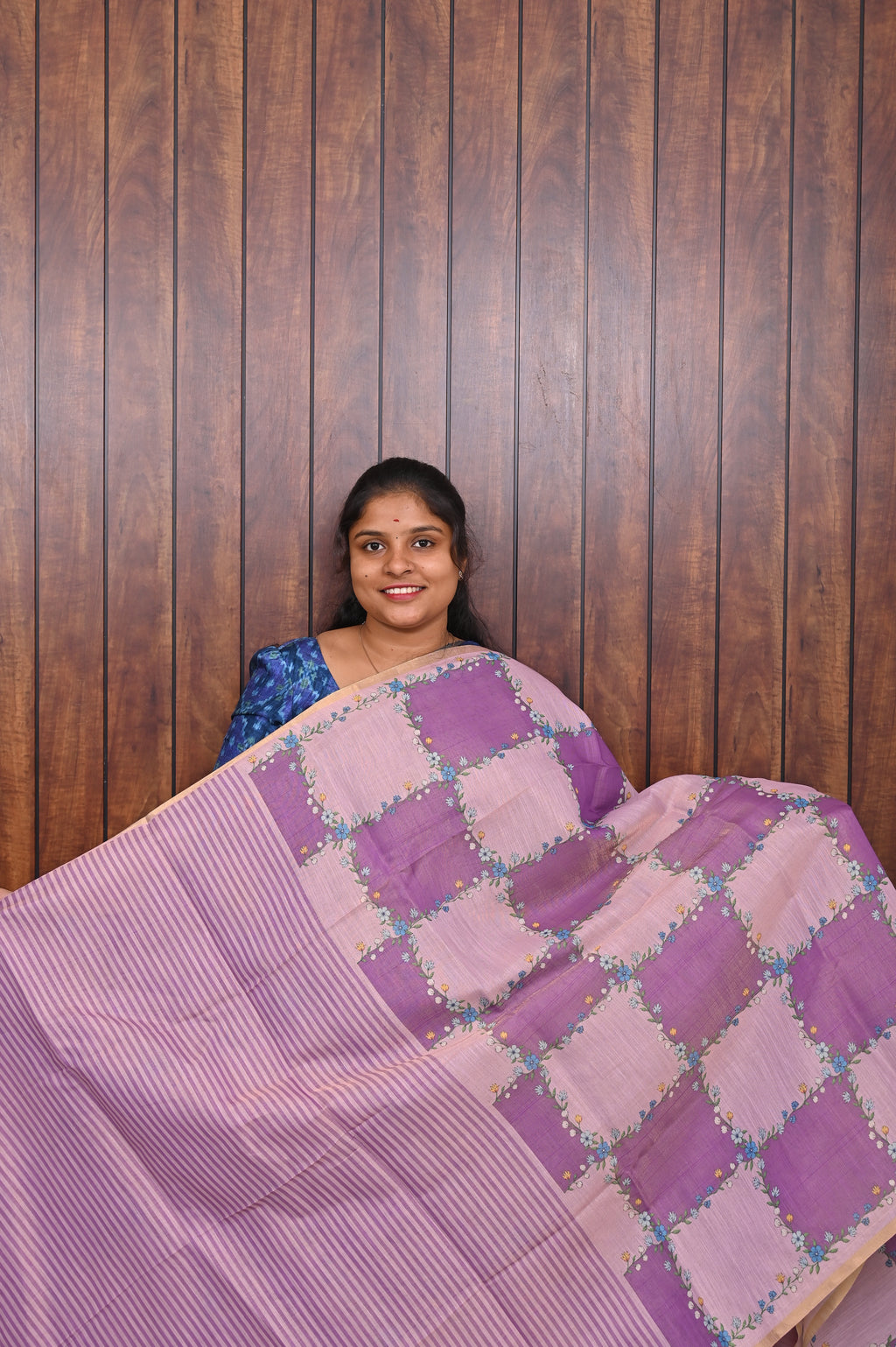Budget Friendly Saree SLM-BFR-0005 - Orchid purple patchwork pattern - second view