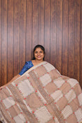 Budget Friendly Saree SLM-BFR-0007 - Beige patchwork pattern - front view
