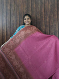 Budget Friendly Saree SLM-BFR-0022 - Rani pink with a brown floral border - front view