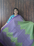 Budget Friendly Saree SLM-BFR-0038 - Green with a lavender patterned body - front view