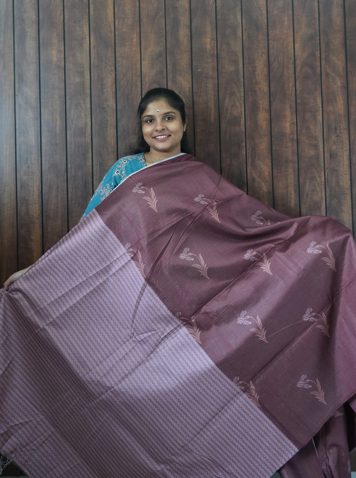 Budget Friendly Saree SLM-BFR-0044 - Plum with bird motifs - second view