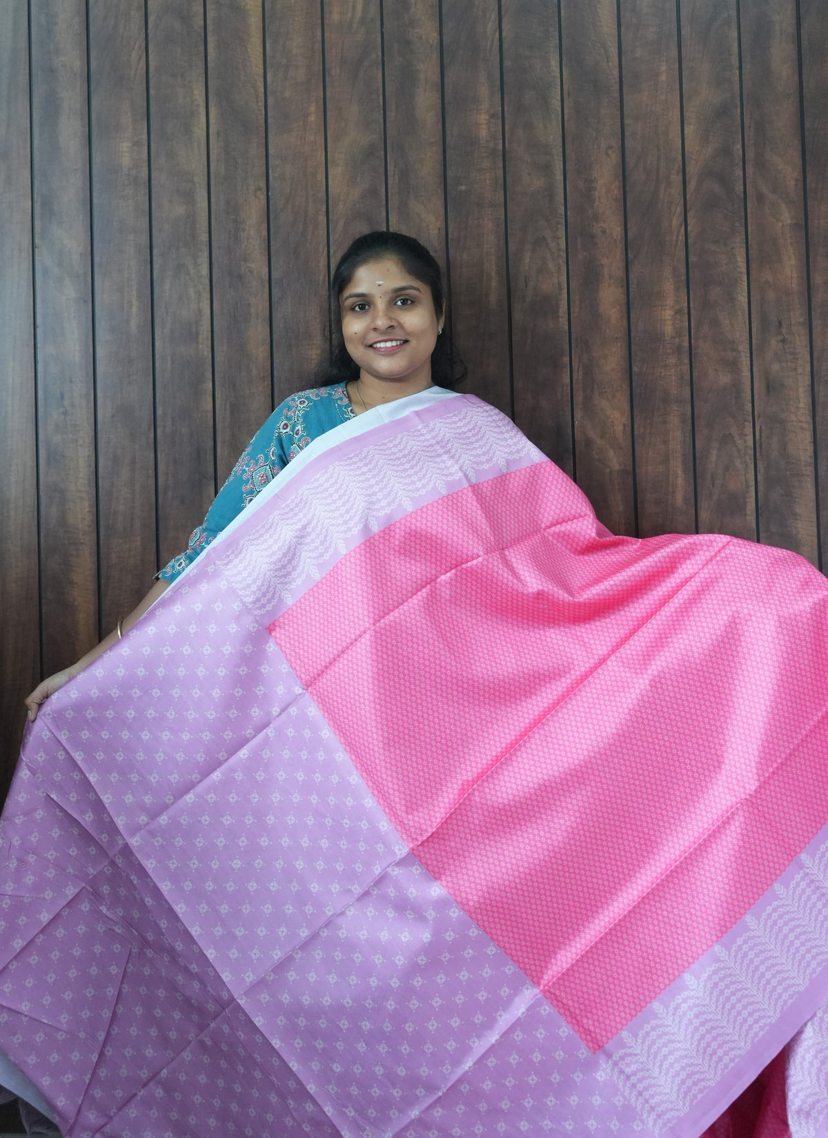 Budget Friendly Saree SLM-BFR-0050 - Rose pink with a light pink border - second view
