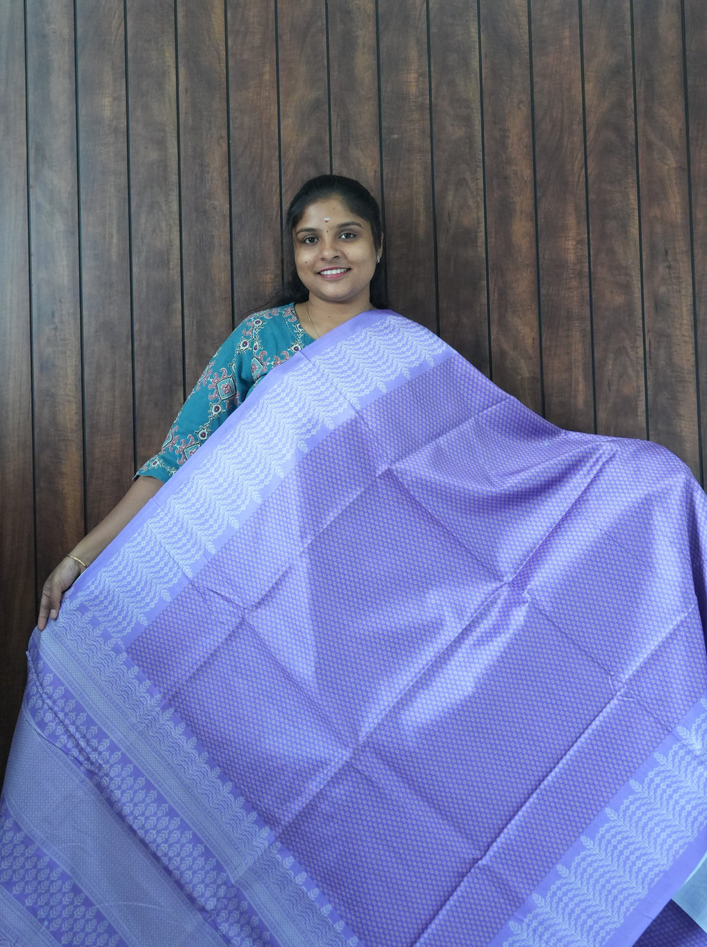 Budget Friendly Saree SLM-BFR-0054 - Lavender with a light border - front view