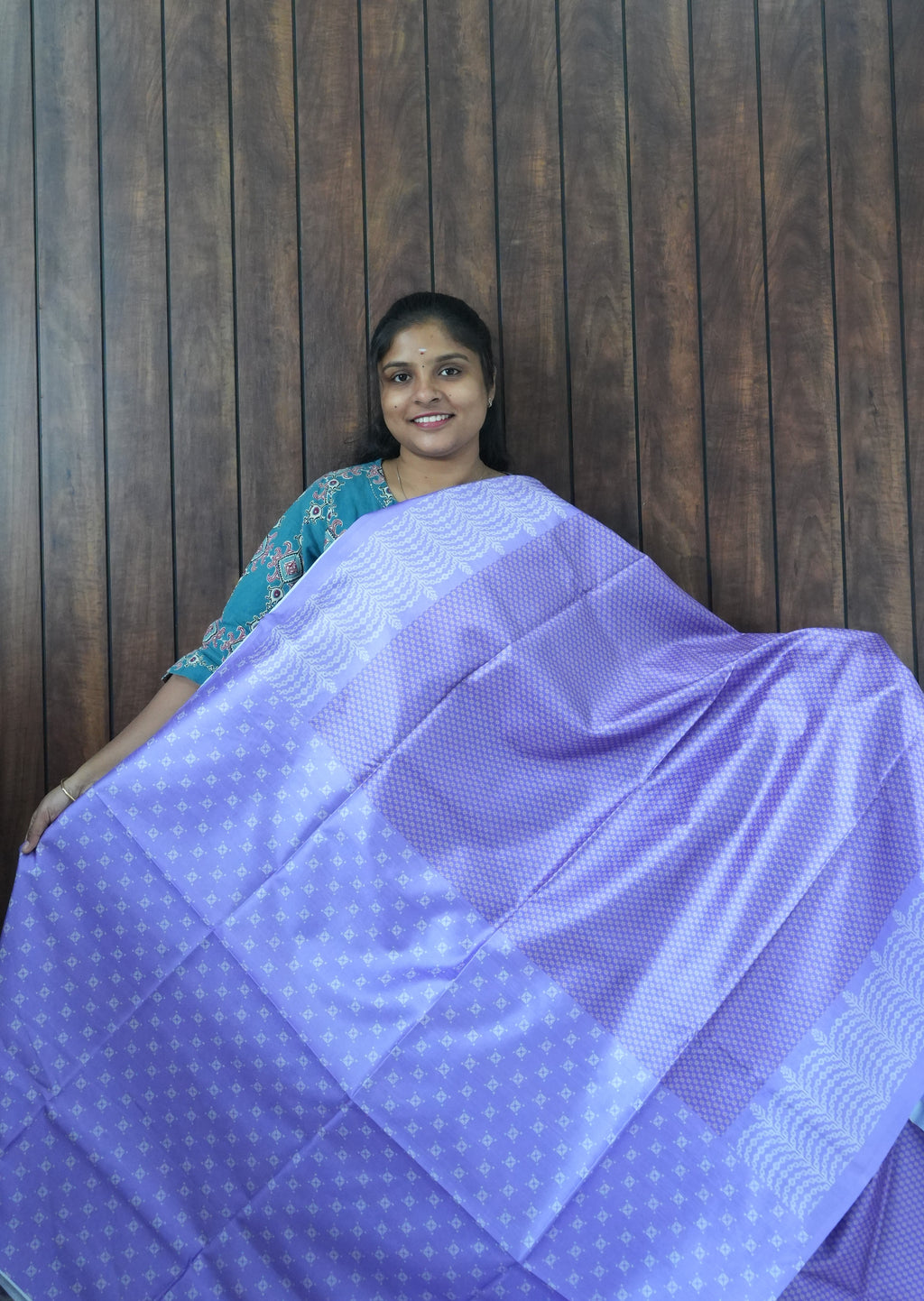 Budget Friendly Saree SLM-BFR-0054 - Lavender with a light border - second view