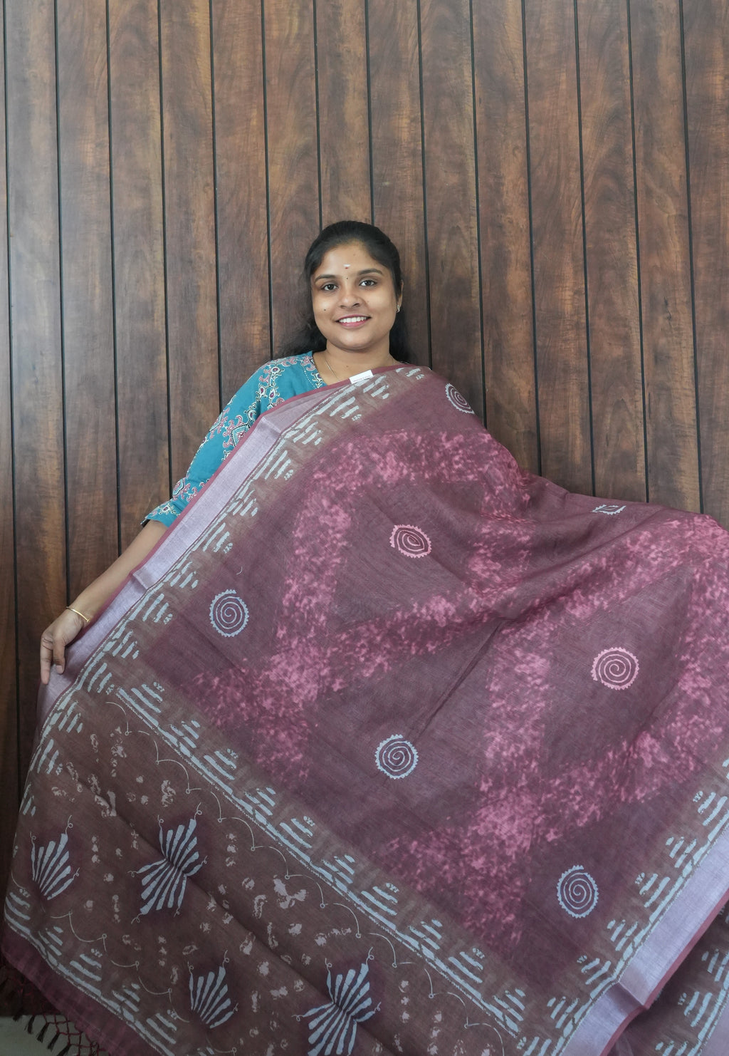 Budget Friendly Saree SLM-BFR-0064 - Mauve with a printed pattern - front view