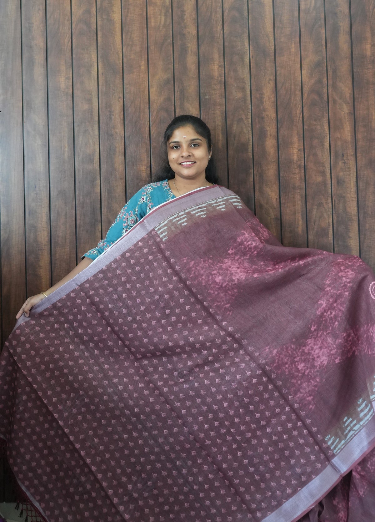 Budget Friendly Saree SLM-BFR-0064 - Mauve with a printed pattern - second view