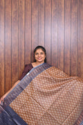 Baswada Cotton Saree SLM-BSW-0020 - Rust brown with an all-over butta print - front view
