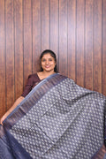 Baswada Cotton Saree SLM-BSW-0021 - Grey with an all-over butta print - front view