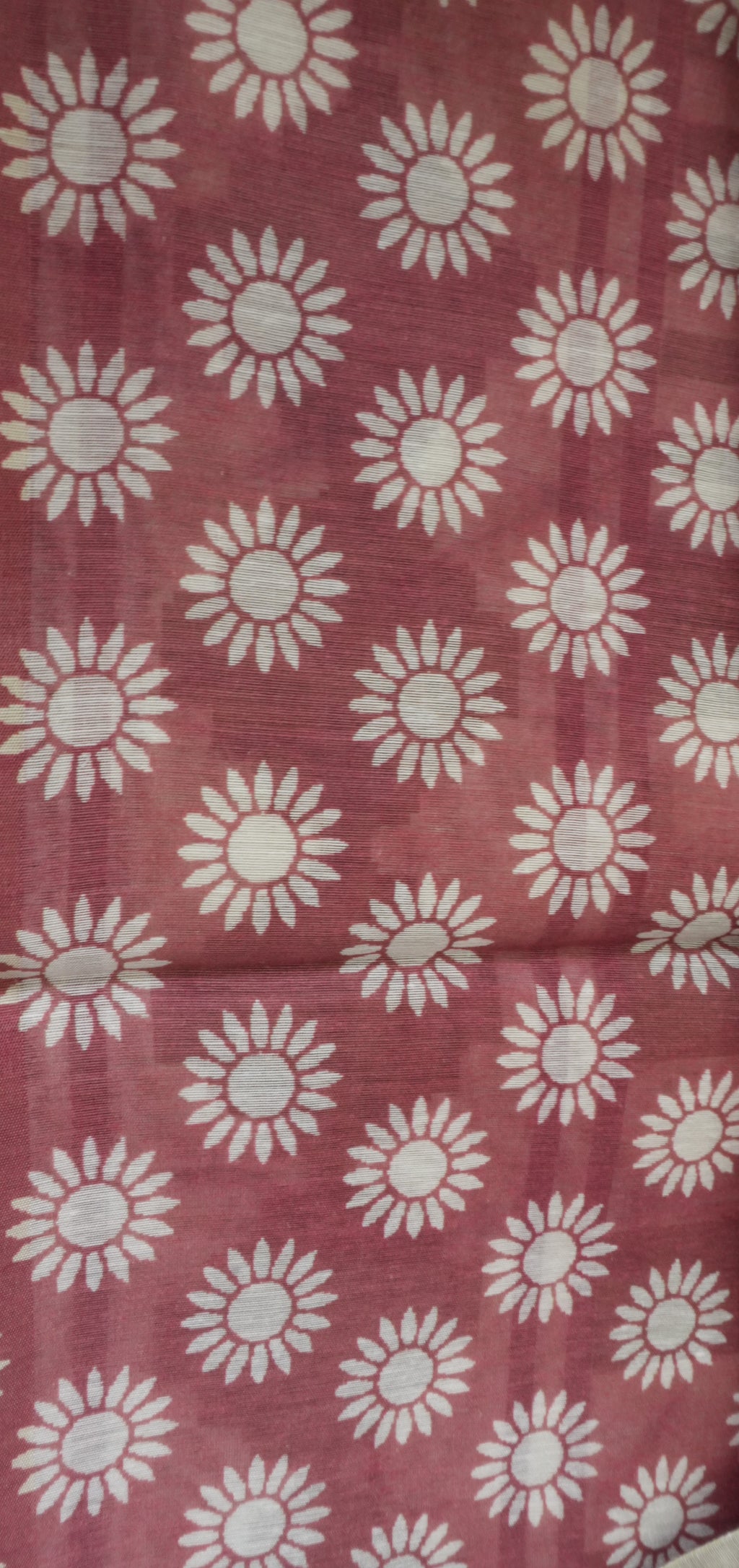 Chanderi Saree SLM-CHN-0038 - Brown and beige stripes with a brown patterned border - detail view