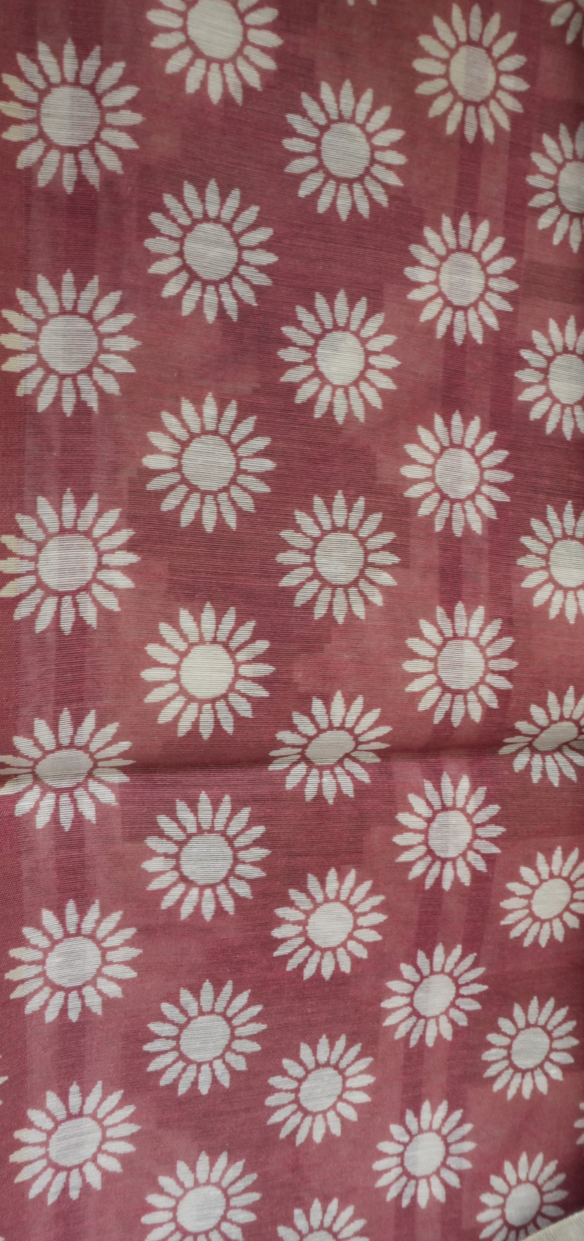 Chanderi Saree SLM-CHN-0038 - Brown and beige stripes with a brown patterned border - detail view