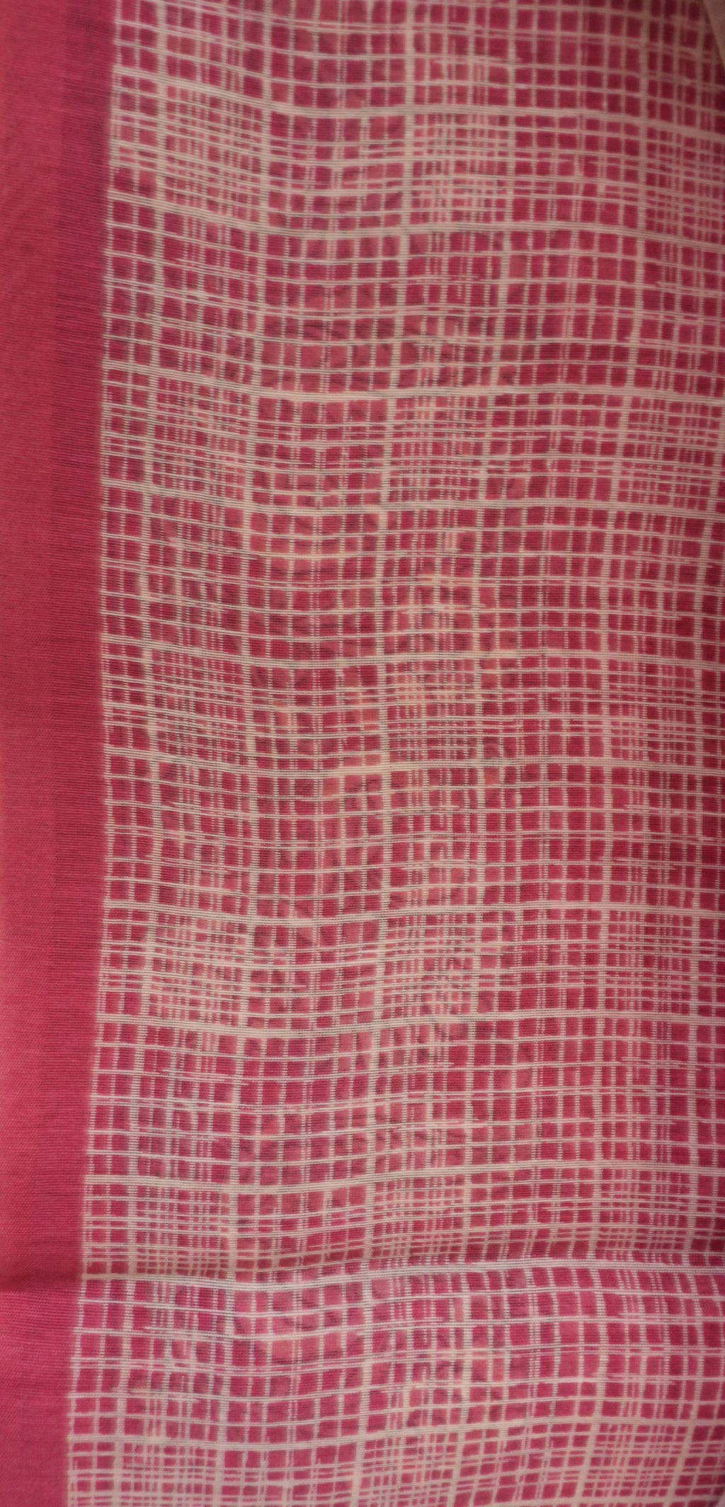 Chanderi Saree SLM-CHN-0039 - Pink checks with a paisley border - detail view