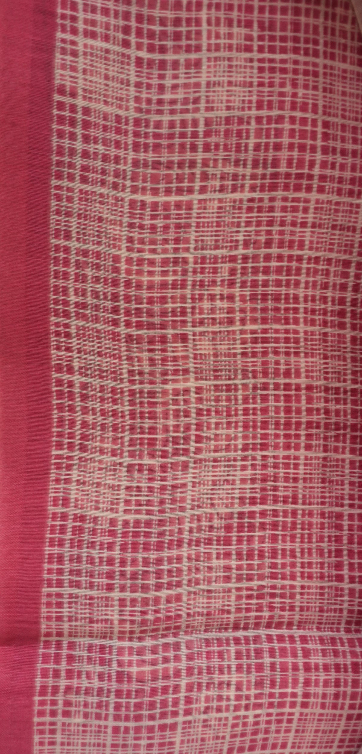 Chanderi Saree SLM-CHN-0039 - Pink checks with a paisley border - detail view