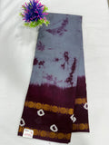 Cotton Saree SLM-CTN-0004 - Grey and maroon tie-dye with a gold border