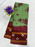 Cotton Saree SLM-CTN-0009 - Green and maroon tie-dye with a gold border