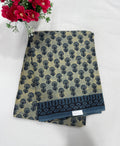 Cotton Saree SLM-CTN-0046 - Grey with a navy floral print