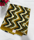 Cotton Saree SLM-CTN-0053 - Olive and cream zigzag print