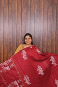 Function Wear Saree SLM-FWR-0001 - Maroon red with silver floral motifs - front view