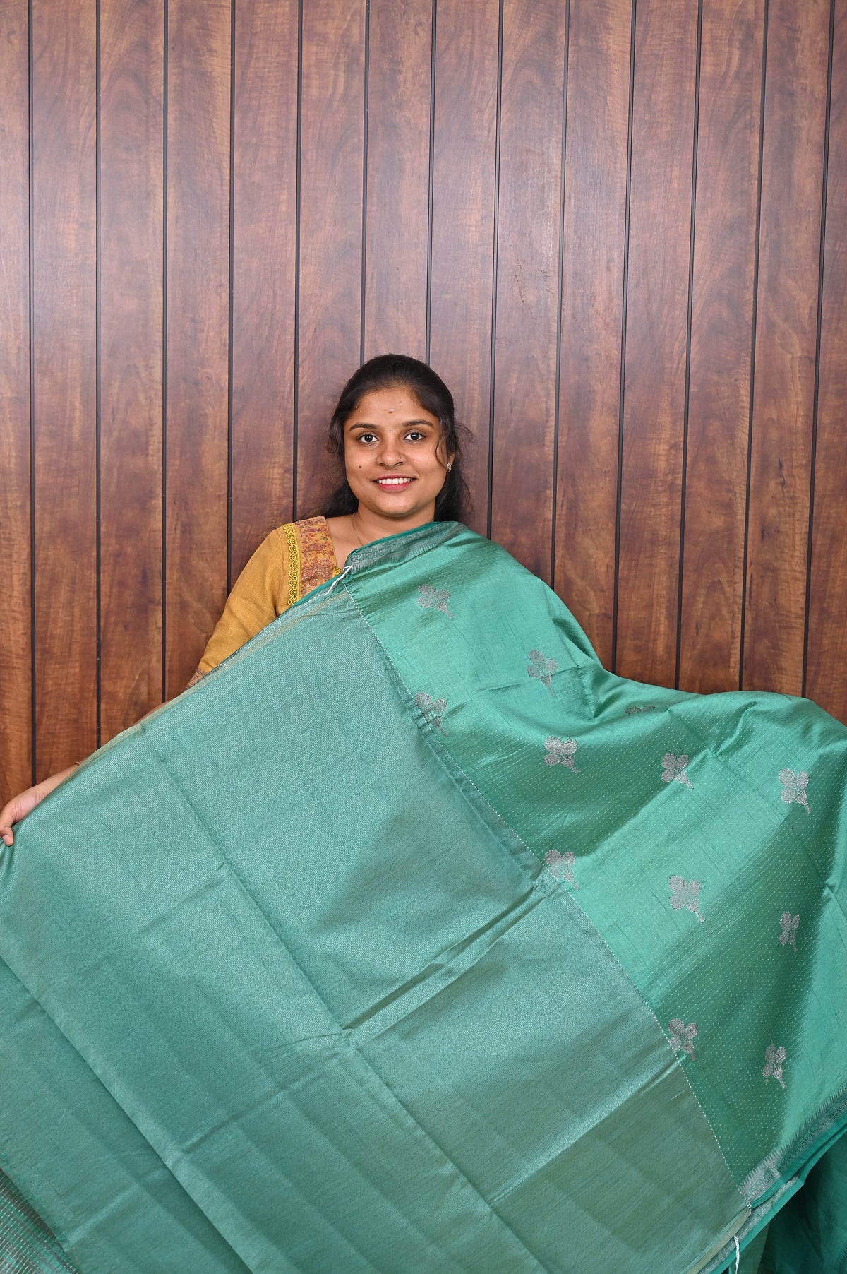 Function Wear Saree SLM-FWR-0004 - Sea green with butta motifs - second view