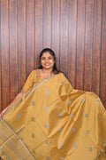 Function Wear Saree SLM-FWR-0005 - Mustard yellow with butta motifs - front view