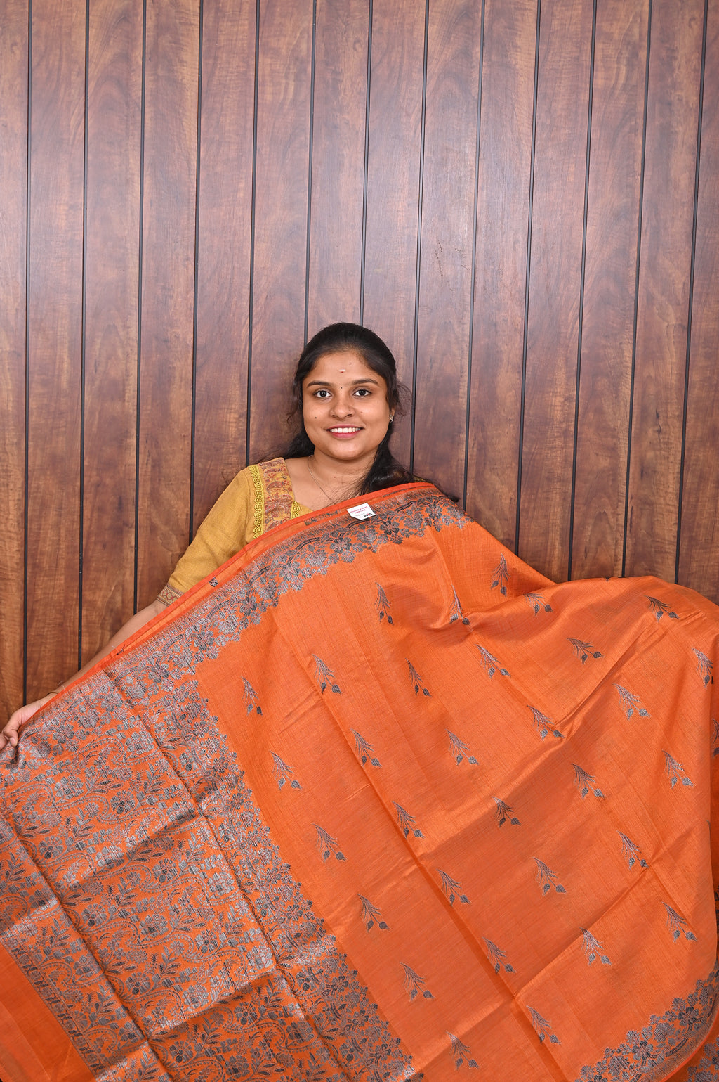 Function Wear Saree SLM-FWR-0006 - Orange with butta motifs - front view