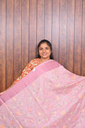 Function Wear Saree SLM-FWR-0014 - Light pink with an all-over floral print - front view