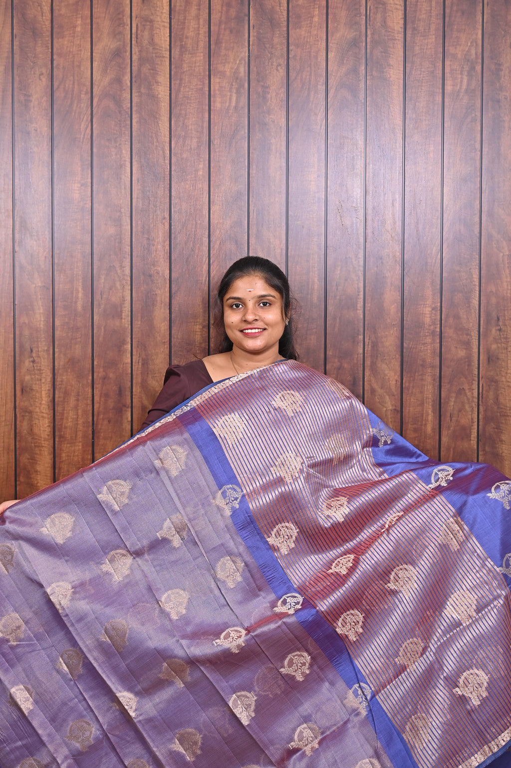 Function Wear Saree SLM-FWR-0027 - Royal blue with butta motifs - second view