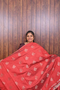 Function Wear Saree SLM-FWR-0028 - Red with butta motifs - front view