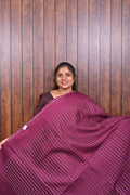 Function Wear Saree SLM-FWR-0033 - Wine plum with a striped pallu - front view
