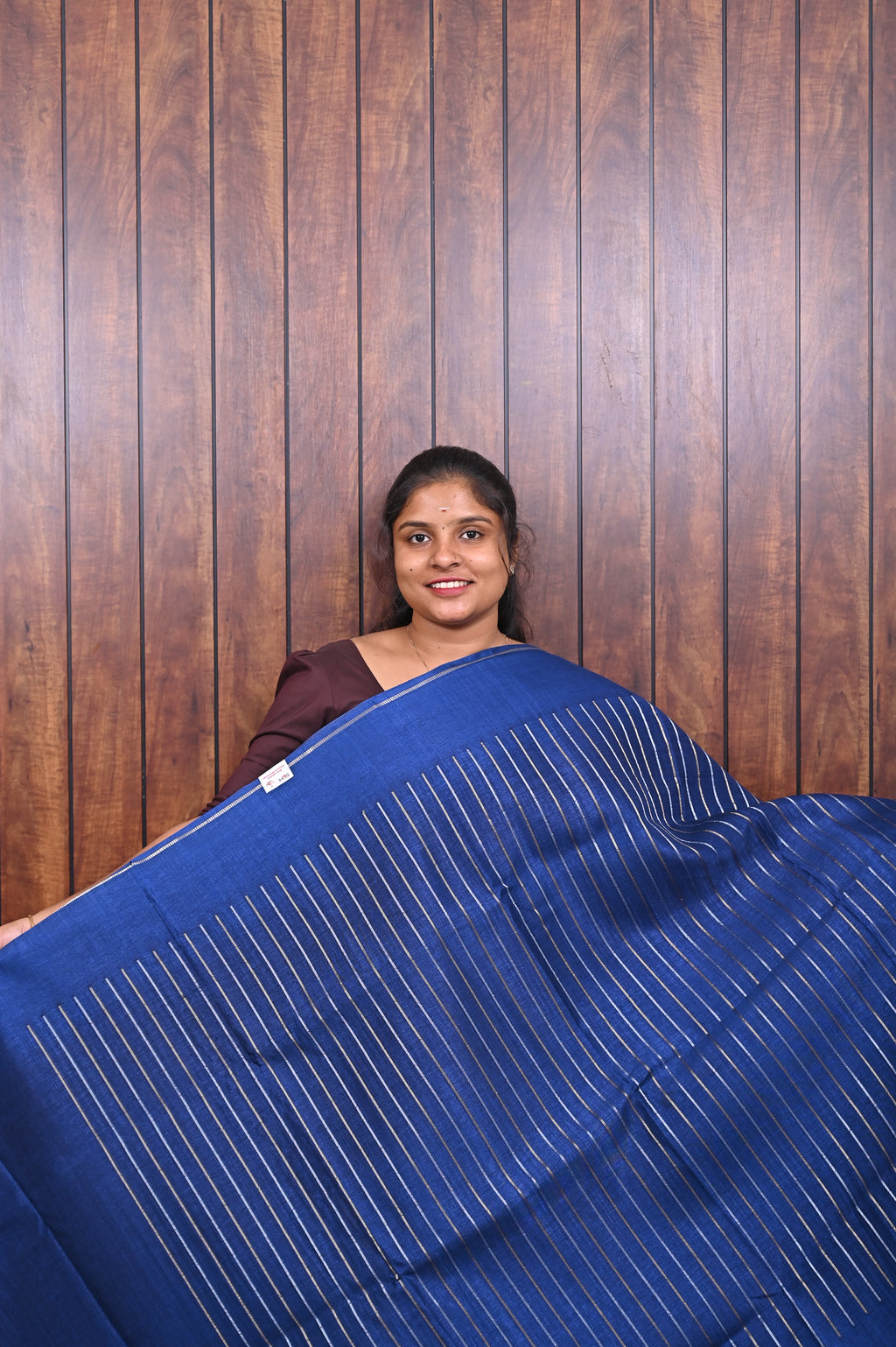 Function Wear Saree SLM-FWR-0039 - Royal blue with a striped pallu - front view