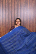 Function Wear Saree SLM-FWR-0039 - Royal blue with a striped pallu - front view