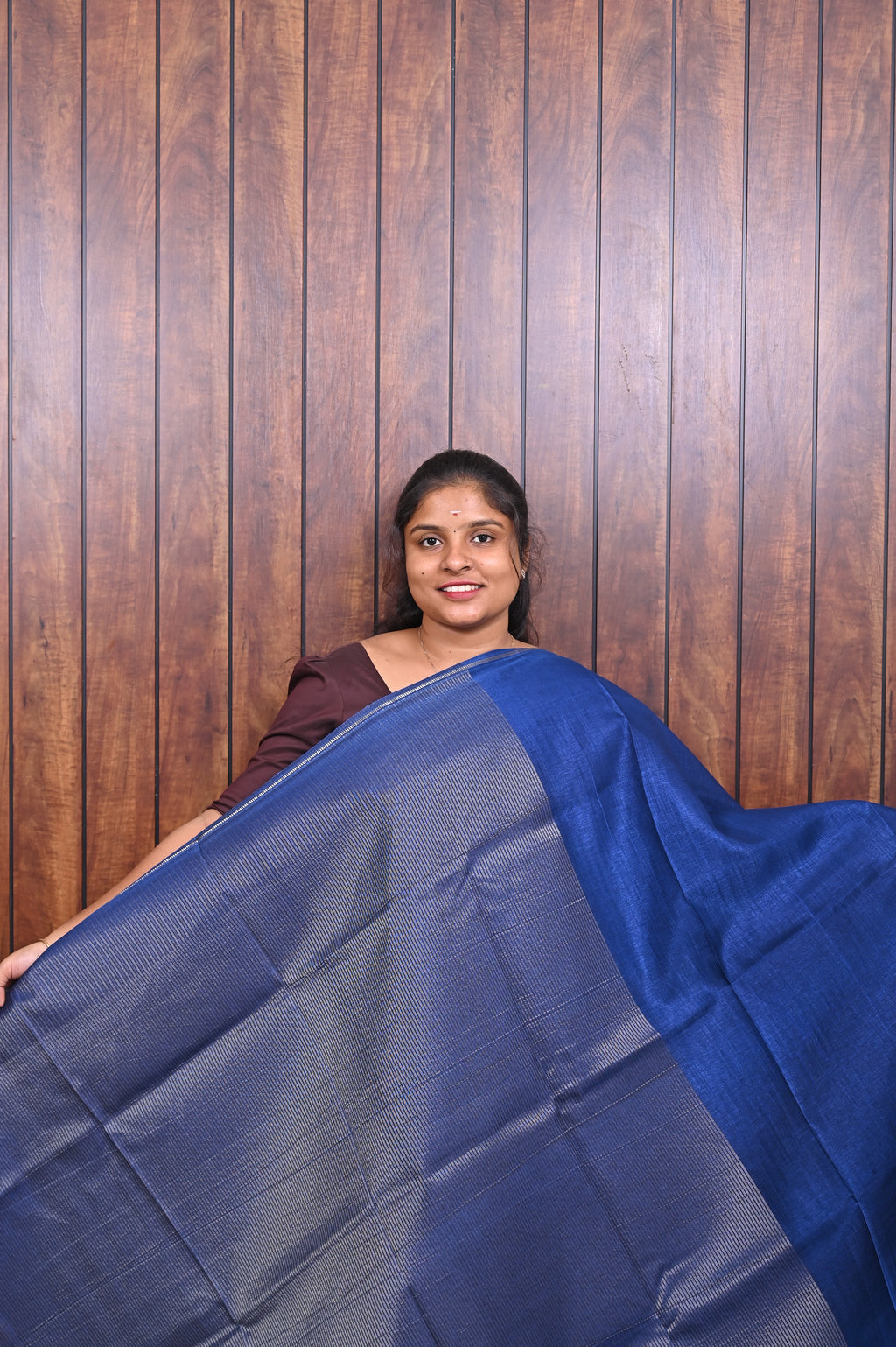 Function Wear Saree SLM-FWR-0039 - Royal blue with a striped pallu - second view