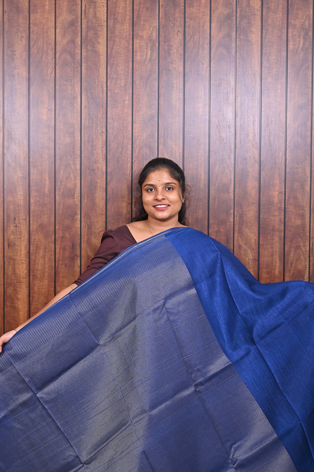 Function Wear Saree SLM-FWR-0039 - Royal blue with a striped pallu - second view