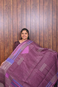 Kota Manipuri Saree SLM-KTM-0003 - Purple with a geometric pattern - front view