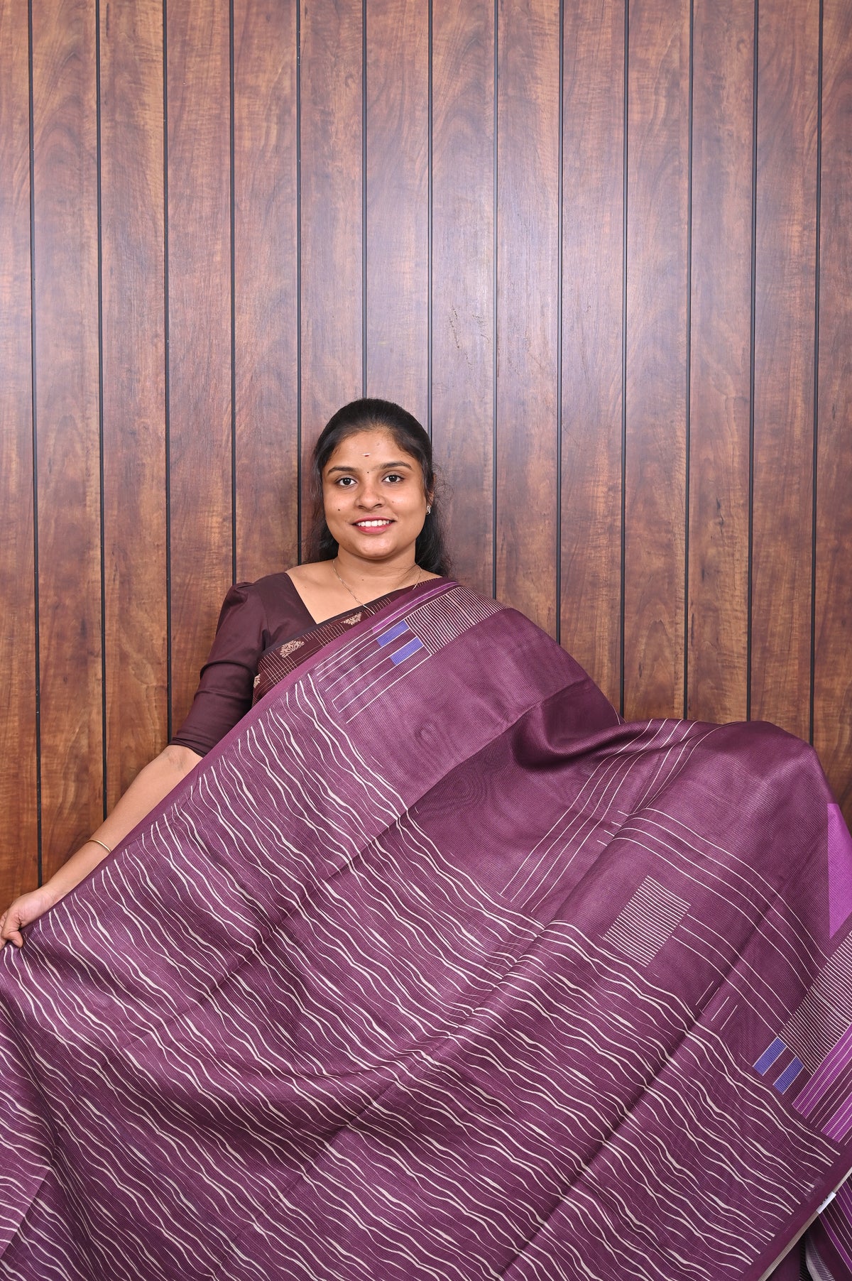 Kota Manipuri Saree SLM-KTM-0003 - Purple with a geometric pattern - second view
