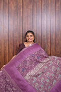 Kota Manipuri Saree SLM-KTM-0015 - Orchid purple with a printed patterned pallu - front view