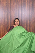 Raw Silk Saree SLM-RSL-0017 - Leaf green, plain body - front view