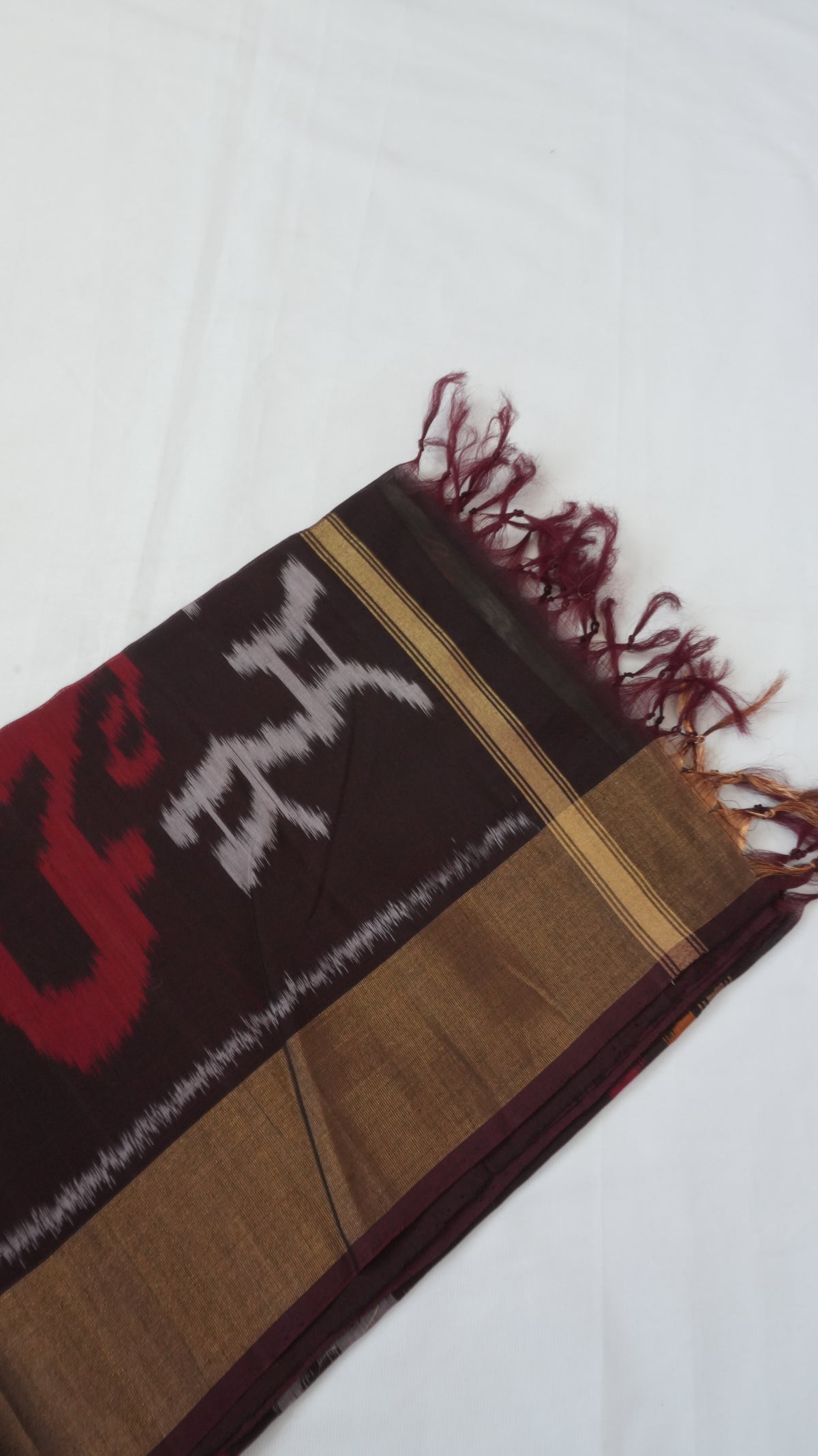 Silk Cotton Saree SLM-SCT-0002 - Sea green with a geometric pattern and a maroon pallu - second view