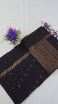 Silk Cotton Saree SLM-SCT-0012 - Aubergine with butta motifs and a woven pallu - front view