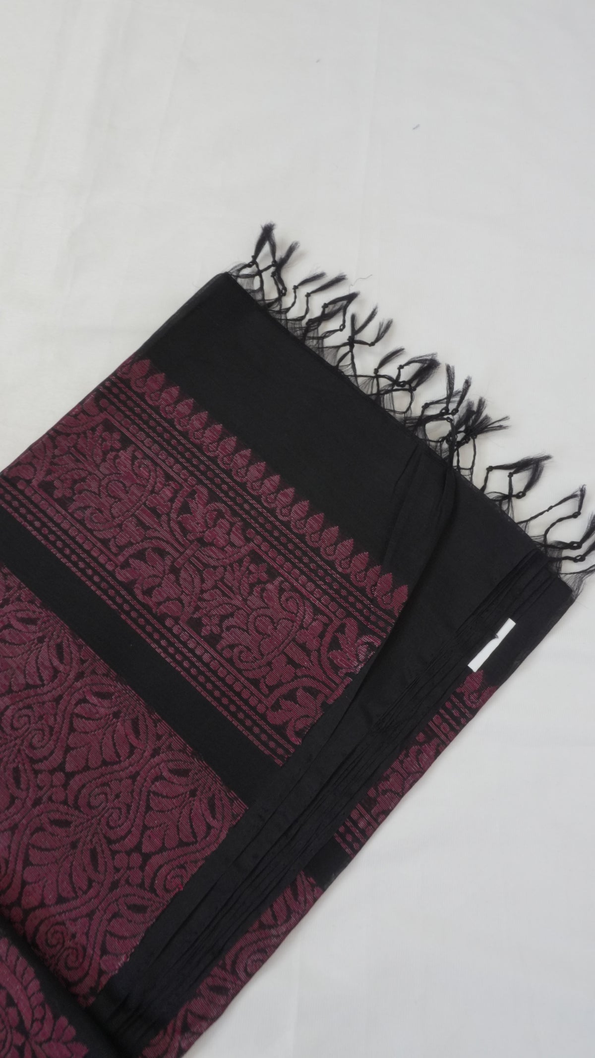 Silk Cotton Saree SLM-SCT-0016 - Black with pink woven motifs - second view