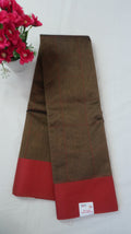 Silk Cotton Saree SLM-SCT-0019 - Brown with a red border - front view