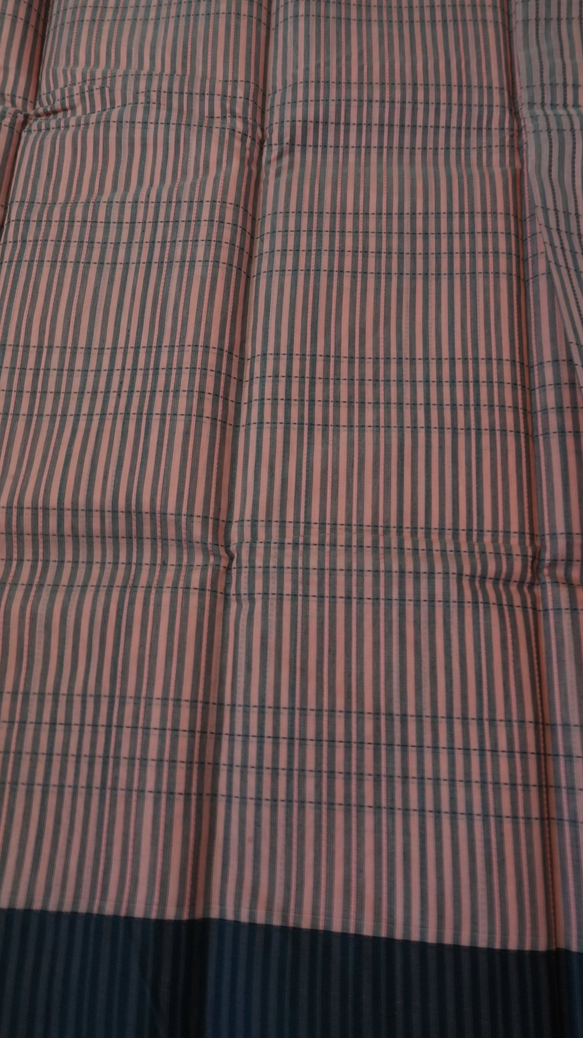 Silk Cotton Saree SLM-SCT-0020 - Peach orange checks with a brown border - detail view
