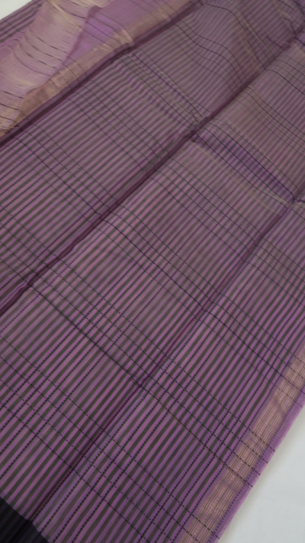 Silk Cotton Saree SLM-SCT-0021 - Lilac checks with a purple border - second view