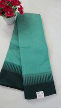 Silk Cotton Saree SLM-SCT-0028 - Sea green with a dark green temple border - front view