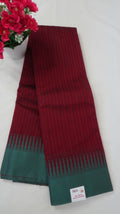 Silk Cotton Saree SLM-SCT-0032 - Maroon red with a teal temple border - front view