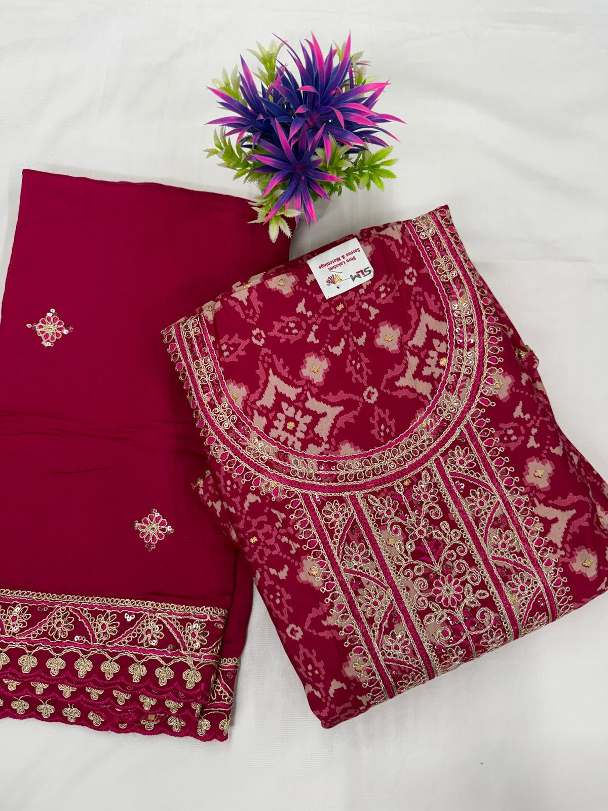 Salwar SLM-SLW-0004 - Rani pink with embroidery