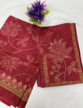 Salwar SLM-SLW-0005 - Red with a printed floral pattern