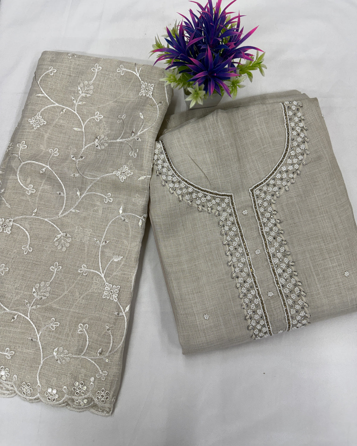 Salwar SLM-SLW-0006 - Grey with thread embroidery