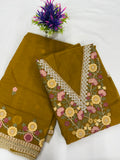 Salwar SLM-SLW-0012 - Mustard with floral embroidery